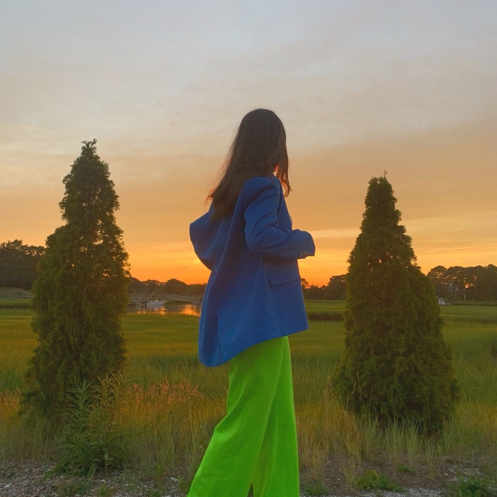Aritzia Green Wide-Leg Trousers - Picture 5 of 6